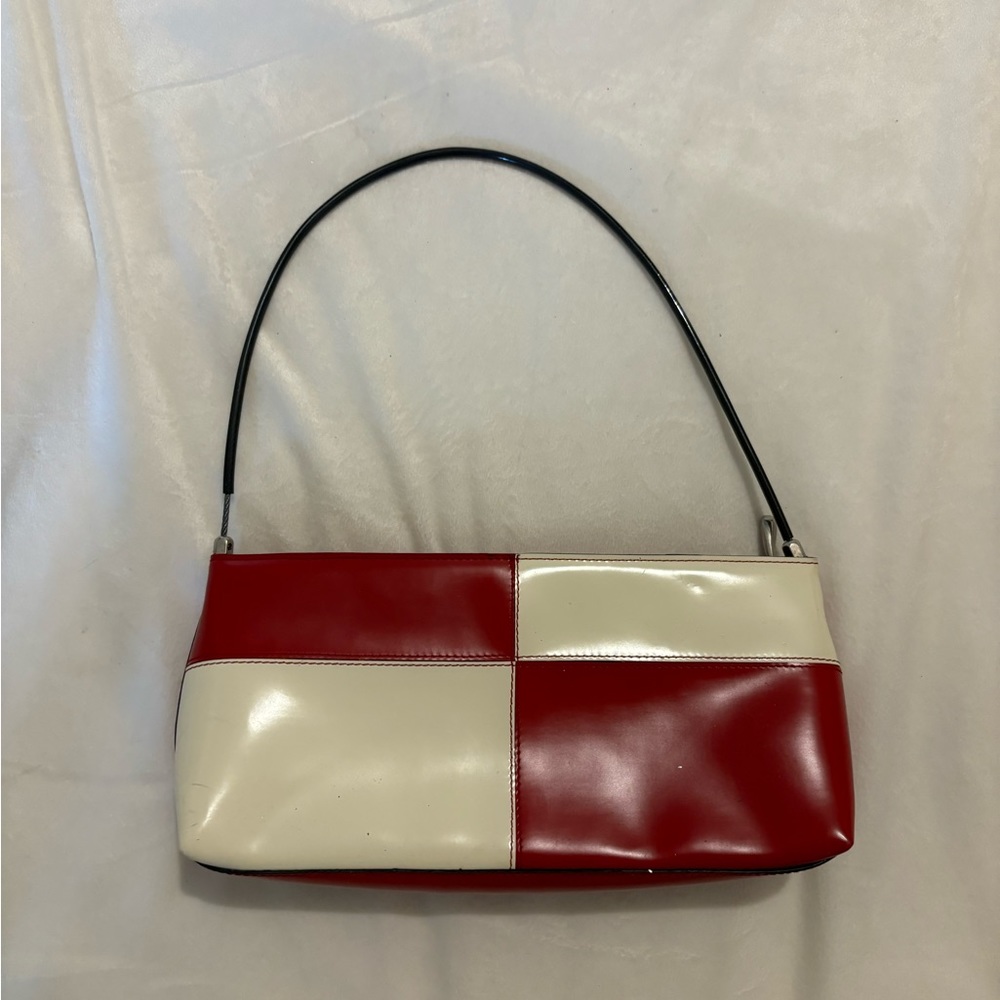 Vintage red and white checkered bag